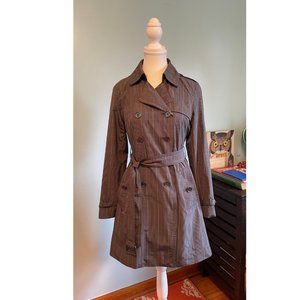 EUC Banana Republic Women's Gray Grey Plaid Trench Coat Size XS